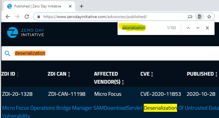 (0.5 day) Micro Focus Operations Bridge Manager Pre-Auth Deserialization to RCE